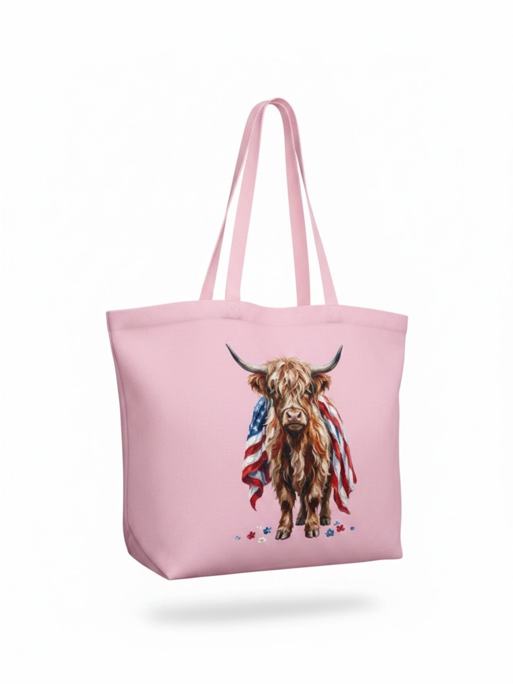Pink Highland Cow Graphic Tote Bag